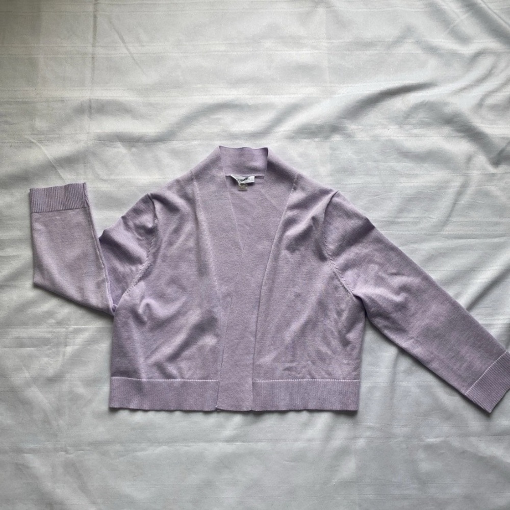 Calvin Klein Open Front Cardigan 3/4 Sleeve Lavender Women’s Size XL